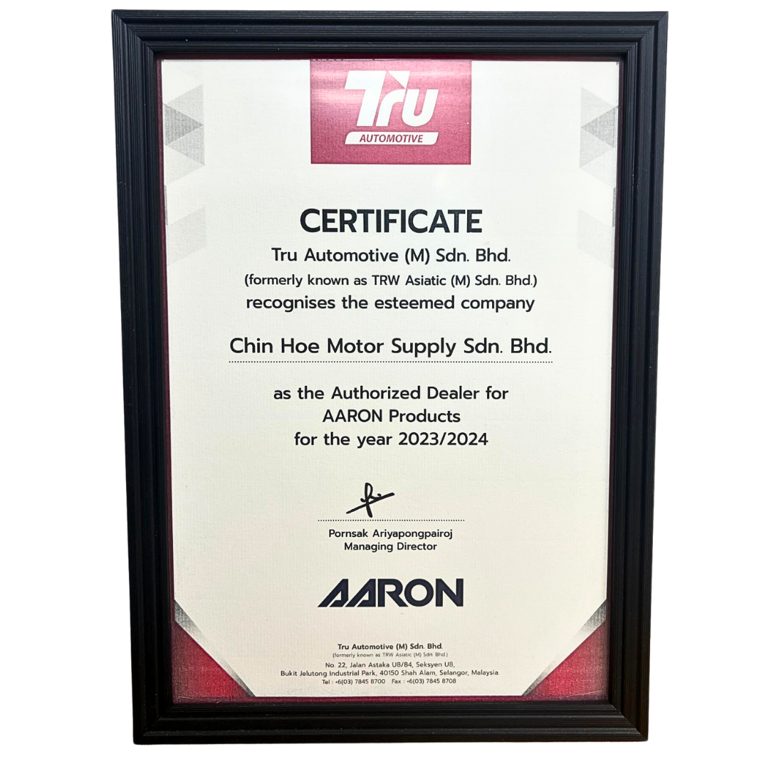 2023 AARON AUTHORIZED DEALER CERTIFICATE