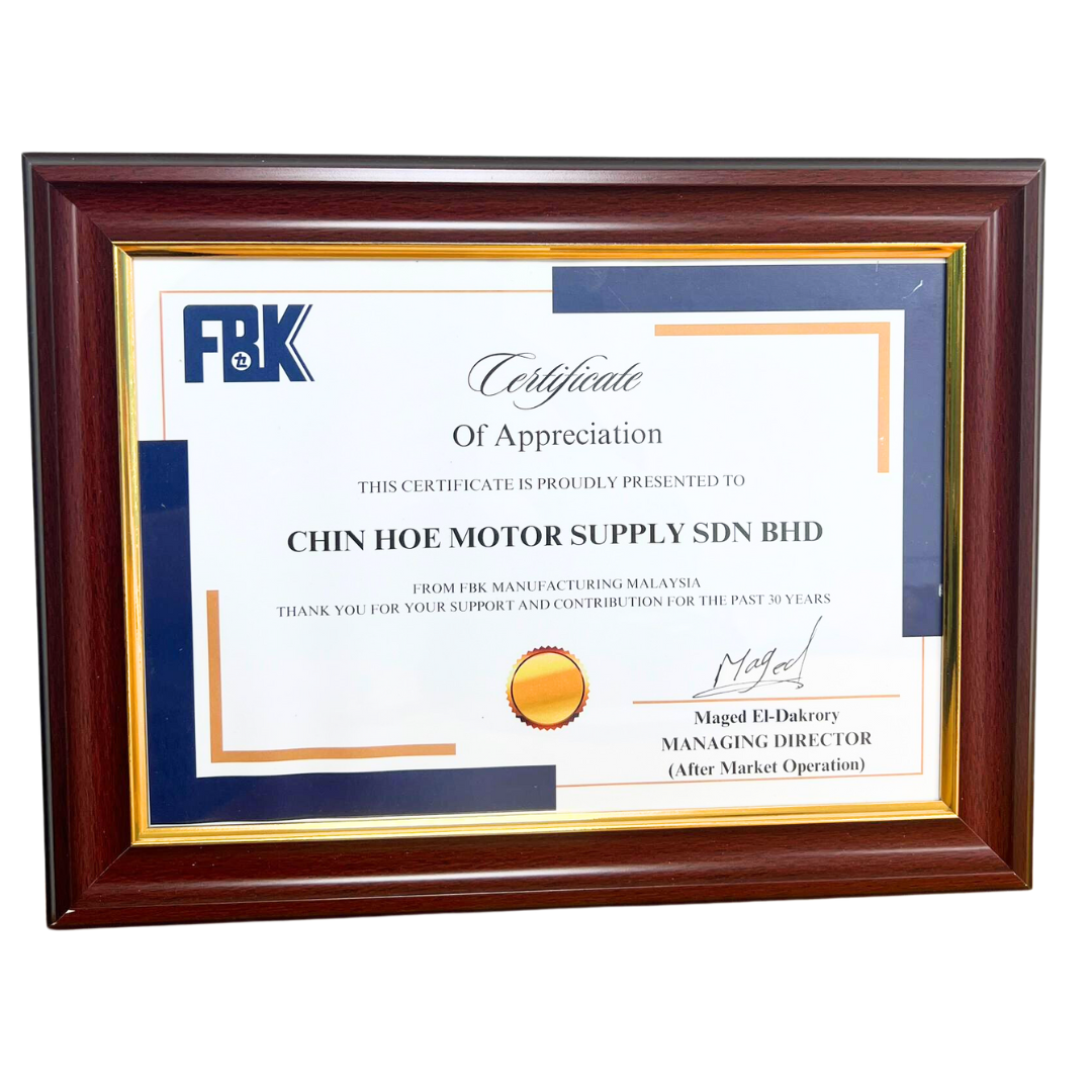 FBK CERTIFICATE OF APPRECIATION